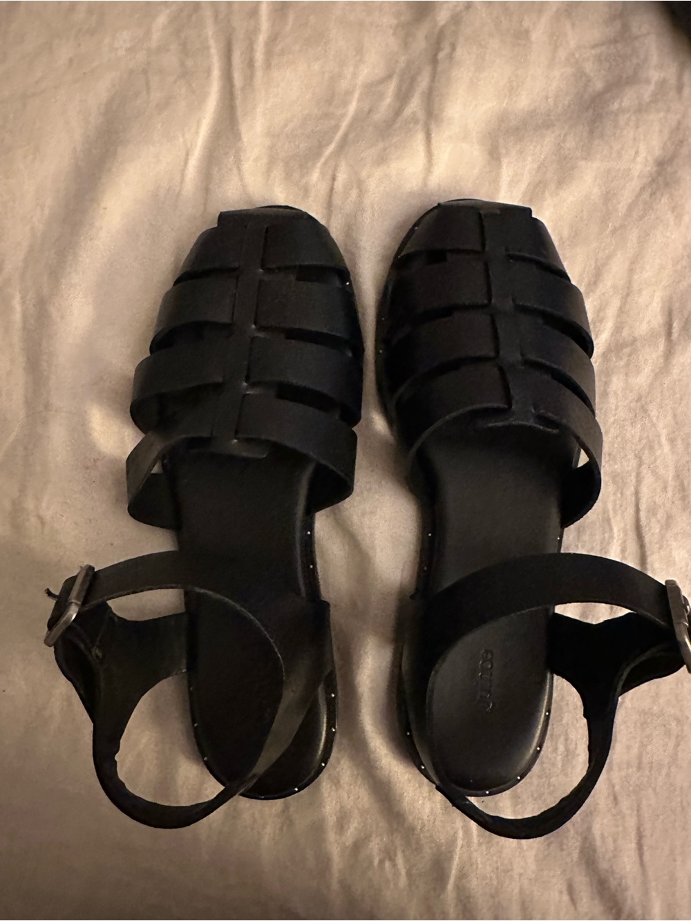 Quince Women’s Italian Leather Fisherman Black Flat Sandals